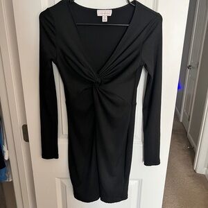 Topshop Black Long Sleeve Twist Dress